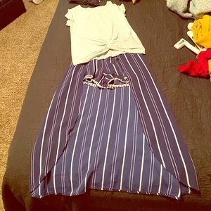 Skort with gray T-shirt